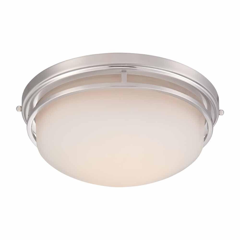 13.25 in. Satin Nickel LED Flushmount with Frosted Glass