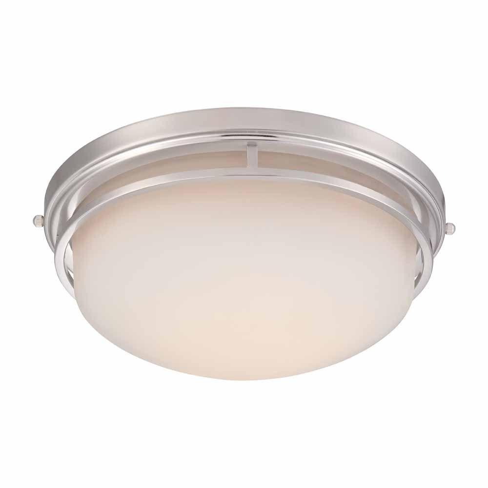 15 in. Satin Nickel LED Flushmount with Frosted Glass