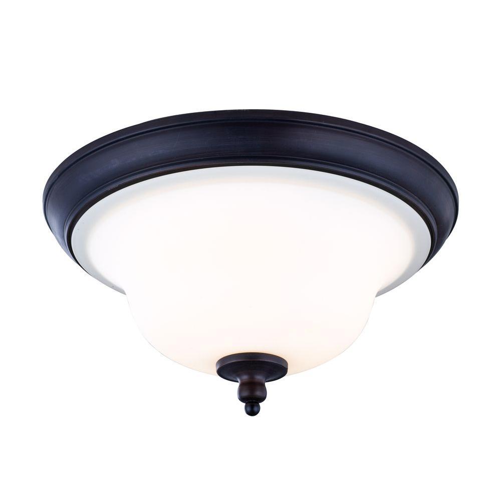 Ethelyn Collection 3-Light Oil-Rubbed Bronze Flushmount with Frosted Glass Shade