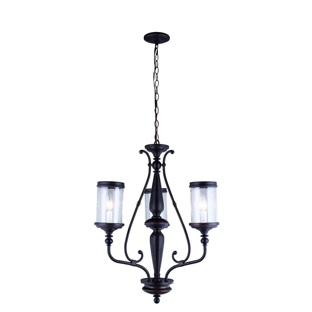 Estella Collection 3-Light Oil-Rubbed Bronze Chandelier with Clear Seeded Glass Shades