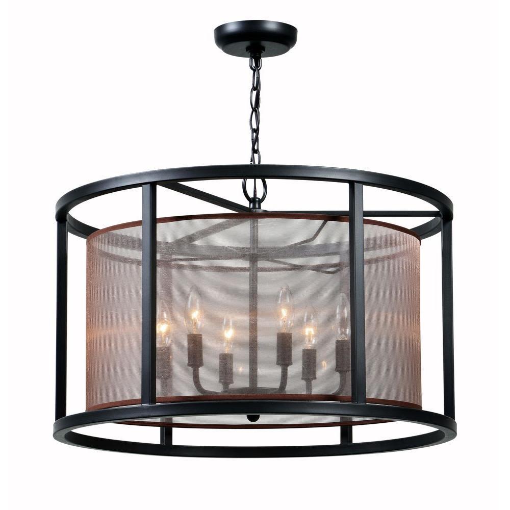 Aria Collection 6-Light Oil Rubbed Bronze Indoor Pendant