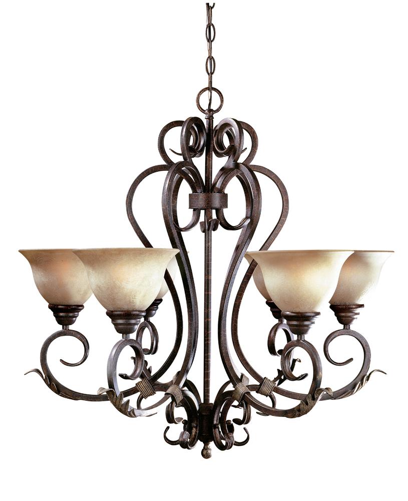 WI Olympus Tradition 6-Light Crackled Bronze with Silver Chandelier