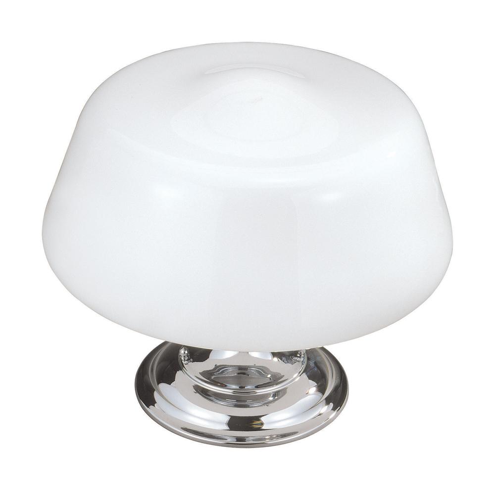 Luray Collection 1-Light Chrome Semi-Flush Mount Light with Opal Glass