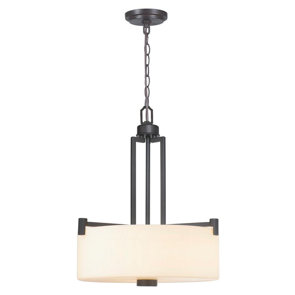 3-Light Oil-Rubbed Bronze Pendant with White Frosted Glass Shade