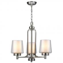 World Imports ES0005SBA - 3-Light Brushed Nickel Chandelier with Glass Shade