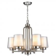World Imports ES0007SBA - 6-Light Brushed Nickel Chandelier with Glass in Glass Shade
