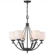 World Imports ES0010OB4 - 6-Light Oil-Rubbed Bronze Chandelier with White Frosted Glass Shade