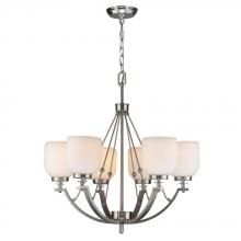 World Imports ES0010SBA - 6-Light Brushed Nickel Chandelier with White Frosted Glass Shade