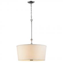 World Imports ES0017SBA - 3-Light Brushed Nickel Pendant with White Linen Shade and Bottom Diffuser