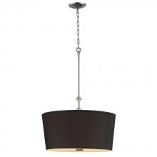 World Imports ES0018SBA - 3-Light Brushed Nickel Pendant with Black Fabric Shade and Bottom Diffuser