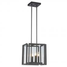 World Imports ES1568OBP - 4-Light Oxide Bronze Pendant with Panel Glass Shade