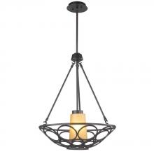 World Imports ES5959OB4 - 1-Light Oil-Rubbed Bronze Pendant with Frosted Amber Glass Shade