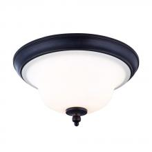 World Imports WI976688 - Ethelyn Collection 3-Light Oil-Rubbed Bronze Flushmount with Frosted Glass Shade
