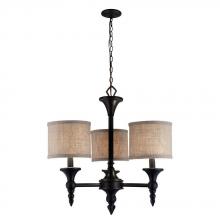 World Imports WI977088 - Jaxson Collection 3-Light Oil-Rubbed Bronze Chandelier with Crafty Burlap Fabric Shades