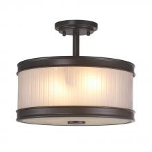 World Imports WI60988 - 2-Light Oil-Rubbed Bronze Semi-Flush Mount Light with Ribbed Glass Shade