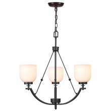World Imports WI61002 - 3-Light Oil-Rubbed Bronze Chandelier with White Frosted Glass Shade