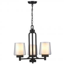 World Imports WI61013 - 3-Light Oil-Rubbed Bronze Chandelier with White Frosted Glass Shade