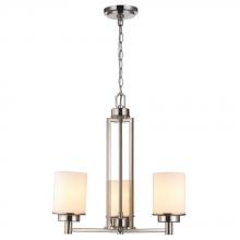 World Imports WI61014 - 3-Light Brushed Nickel Chandelier with White Frosted Glass Shade