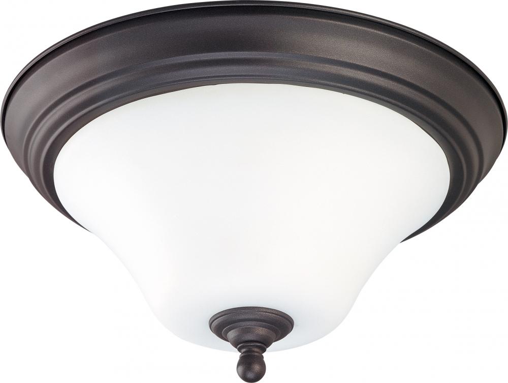 Dupont - 2 light Flush with Satin White Glass - Dark Chocolate Bronze Finish