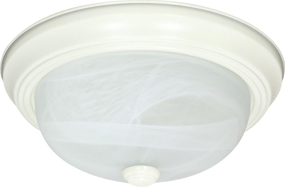 3-Light Flush Mount Ceiling Light in Textured White Finish with Alabaster Mushroom Glass and (3) 13W