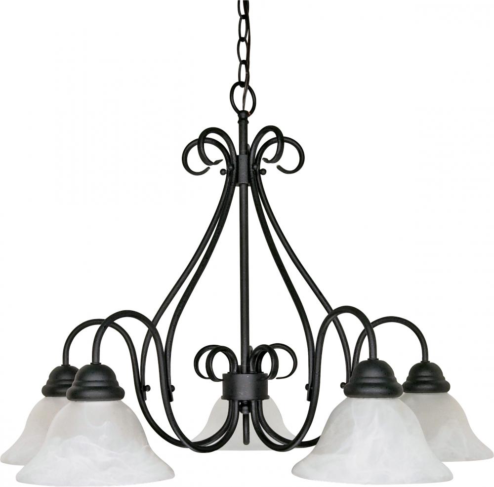 Castillo - 5 Light Chandelier with Alabaster Swirl Glass - Textured Flat Black Finish