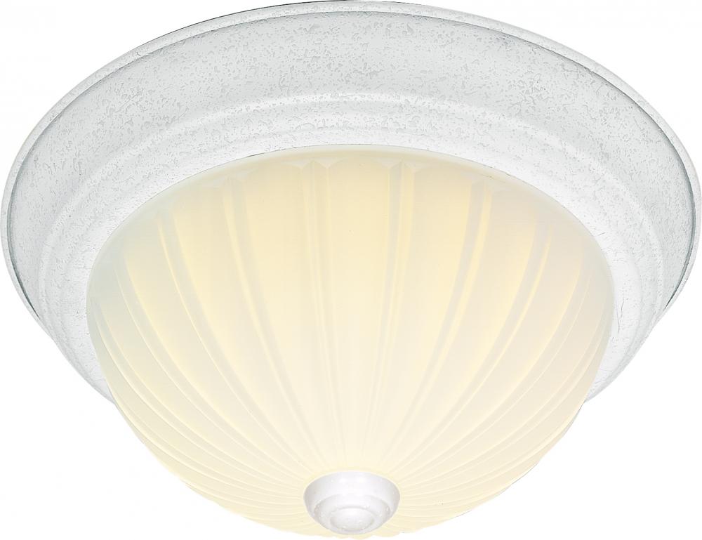 3-Light 15" Dome Flush Mount Ceiling Light in White Finish with Frosted Melon Glass and (3) 13W
