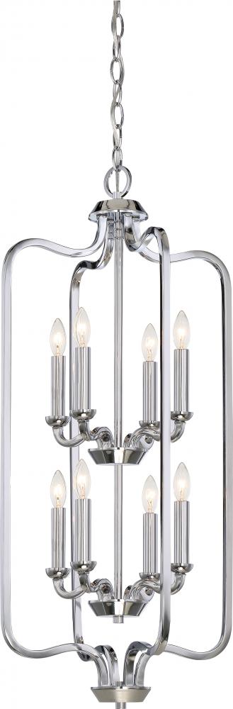 Willow - 8 Light Cage Pendant - Polished Nickel Finish