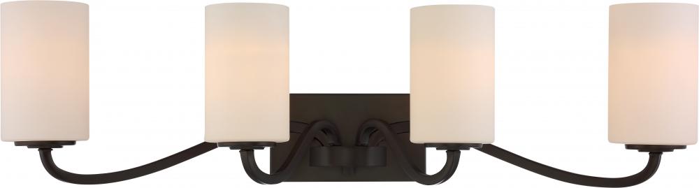 Willow - 4 Light Vanity with White Glass - Forest Bronze Finish