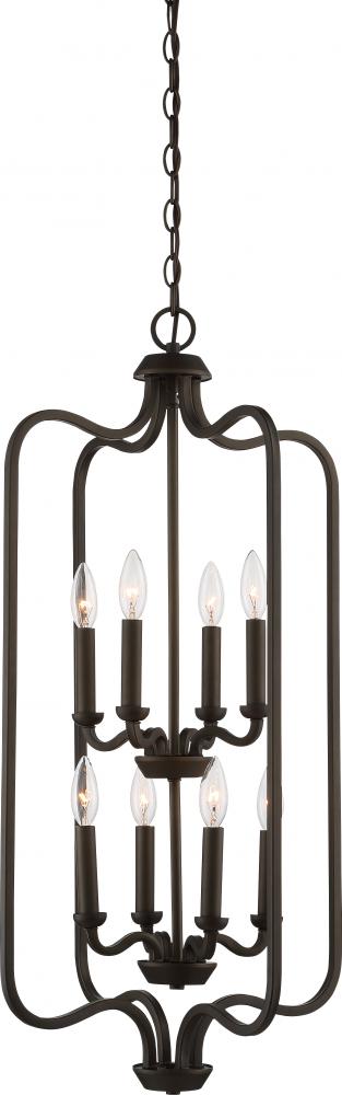 Willow - 8 Light Cage Pendant - Forest Bronze Finish