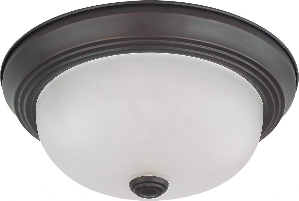 2 Light 11" Flush Mount with Frosted White Glass; Color retail packaging