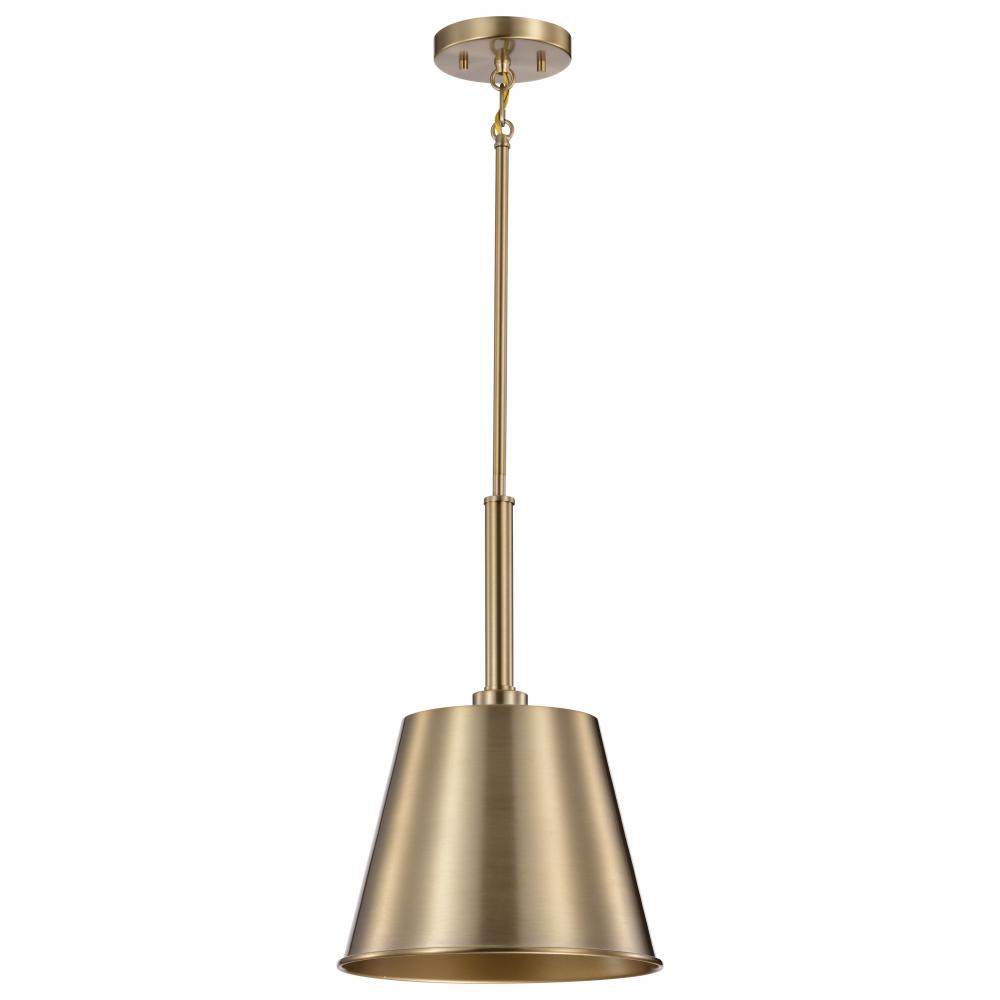 Alexis 1 Light Small Pendant; Burnished Brass and Gold Finish