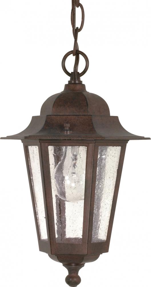 Cornerstone - 1 Light 13" Hanging Lantern with Clear Seeded Glass - Old Bronze Finish
