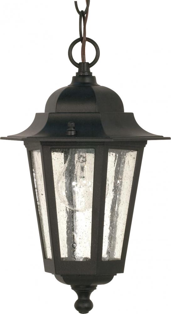 Cornerstone - 1 Light 13" Hanging Lantern with Clear Seeded Glass - Textured Black Finish