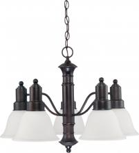 Nuvo 60/3143 - Gotham - 5 Light Chandelier with Frosted White Glass - Mahogany Bronze Finish