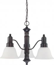 Nuvo 60/3144 - Gotham - 3 Light Chandelier with Frosted White Glass - Mahogany Bronze Finish