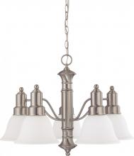 Nuvo 60/3242 - Gotham - 5 Light Chandelier with Frosted White Glass - Brushed Nickel Finish