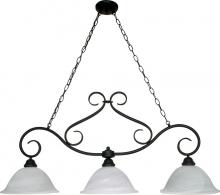 Nuvo 60/382 - Castillo - 3 Light Island Pendant with Alabaster Swirl Glass - Textured Flat Black Finish