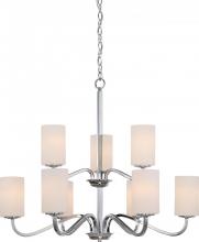 Nuvo 60/5809 - Willow - 9 Light 2-Tier Hangng with White Glass - Polished Nickel Finish