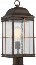 Nuvo 60/5835 - Howell - 1 Light Post Lantern with Clear Seeded Glass - Bronze Finish with Copper accents