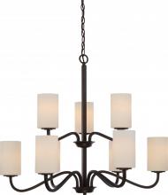 Nuvo 60/5909 - Willow - 9 Light 2-Tier Hangng with White Glass - Aged Bronze Finish