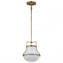 Nuvo 60/7862 - Valdora 1 Light Pendant; 10 Inches; Natural Brass Finish; White Opal Glass