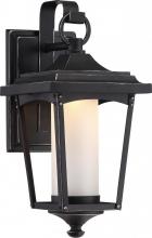 Nuvo 62/821 - Essex - LED Small Wall Lantern with Etched Glass - Sterling Black Finish