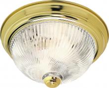 Nuvo SF76/024 - 2 Light - 11" Flush with Clear Ribbed Swirl Glass - Polished Brass Finish