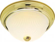 Nuvo SF76/130 - 2 Light - 11" Flush with Frosted Ribbed - Polished Brass Finish