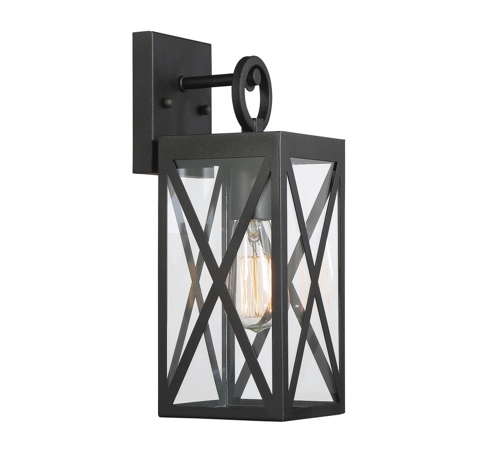 1-Light Outdoor Wall Lantern in Black