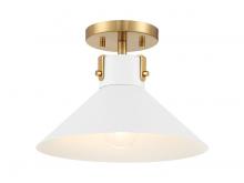 Savoy House Meridian M60078WHNB - 1-Light Ceiling Light in White and Natural Brass