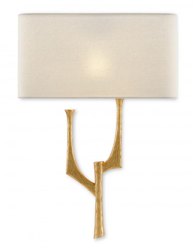 Bodnant Gold Wall Sconce, White Shade, Right